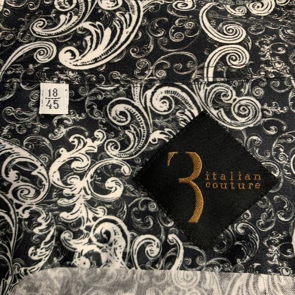 BILLIONAIRE COUTURE Size XL Black White Print Cotton Blend Long Sleeve Shirt - Picture 6 of 6